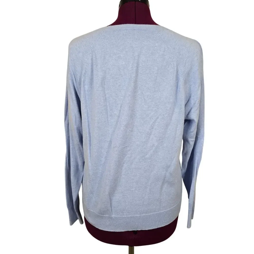 Women's J. Crew Blue Cashmere Blend Crewneck Sweater | Size Large